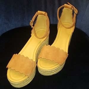 Jcrew factory scalloped wedge espadrilles